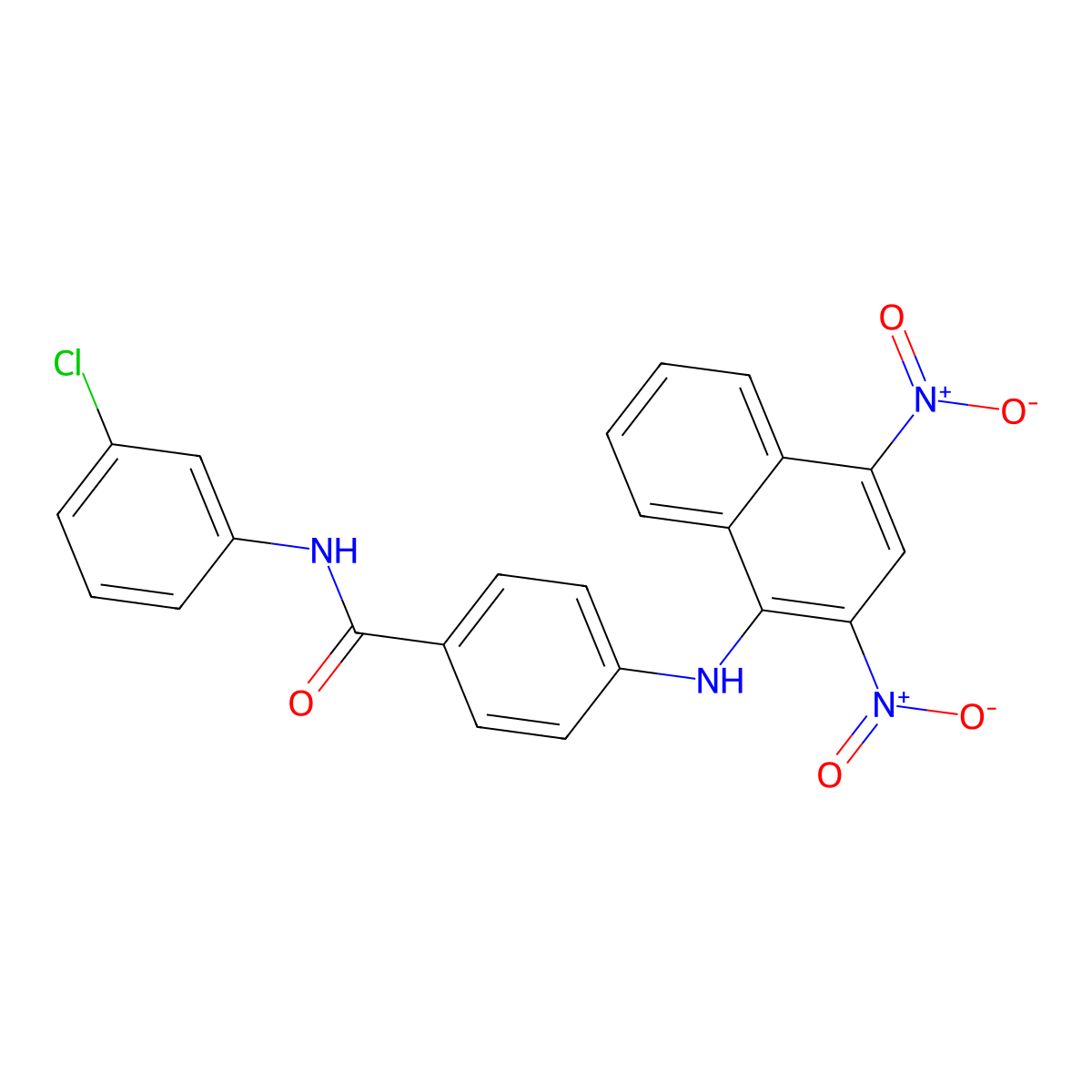 N-(3-chlorophenyl)-4-[(2,4-dinitronaphthalen-1-yl)amino]benzamide molecular structure, CAS 202328-60-7