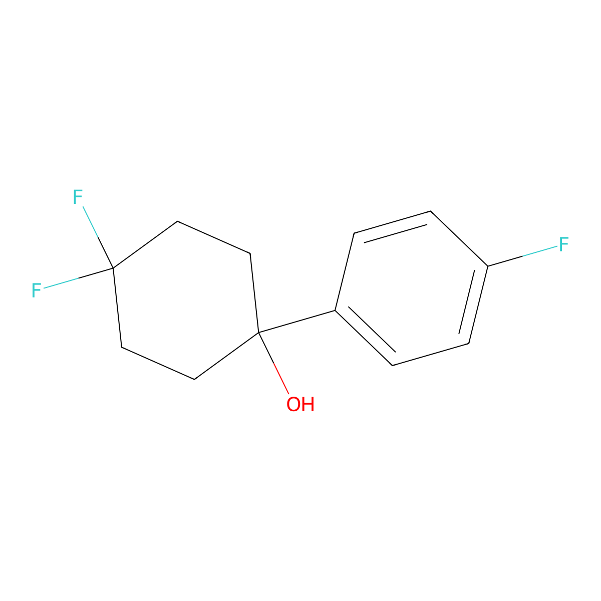 4,4-Difluoro-1-(4-fluorophenyl)cyclohexanol molecular structure, CAS 2023297-06-3