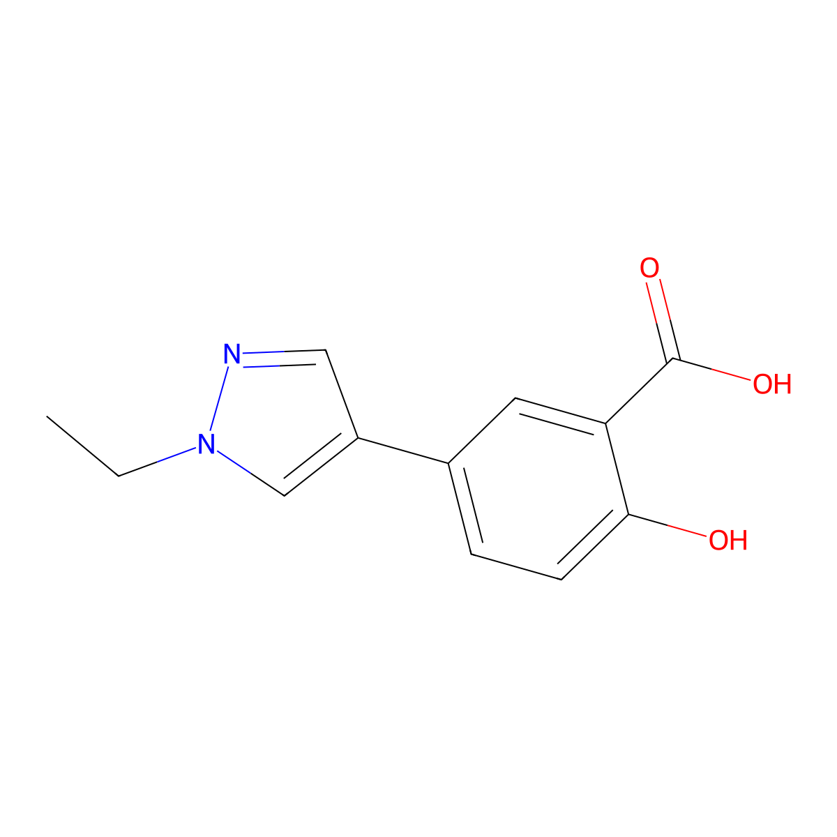 5-(1-Ethyl-1H-pyrazol-4-yl)-2-hydroxybenzoic acid molecular structure, CAS 2023387-98-4