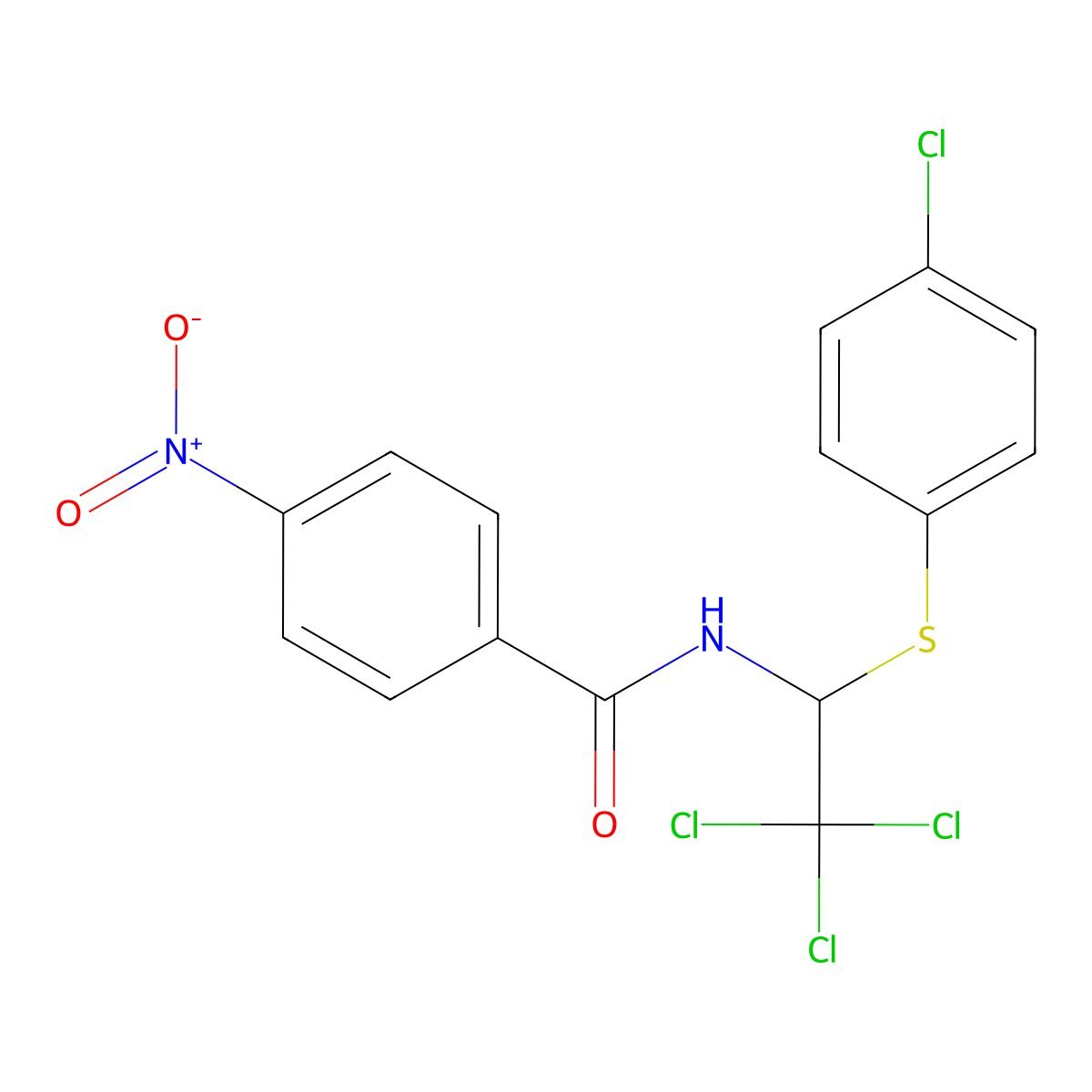 4-nitro-N-{2,2,2-trichloro-1-[(4-chlorophenyl)sulfanyl]ethyl}benzamide molecular structure, CAS 202342-22-1