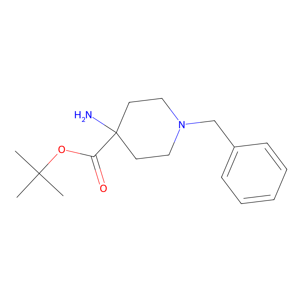 Tert-butyl 4-amino-1-benzylpiperidine-4-carboxylate molecular structure, CAS 2023437-79-6