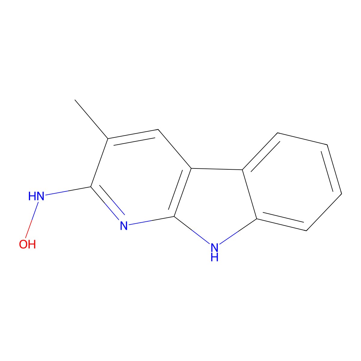 N2-Hydroxy-2-amino-3-methyl-9H-pyrido(2,3-b)indole molecular structure, CAS 202345-21-9
