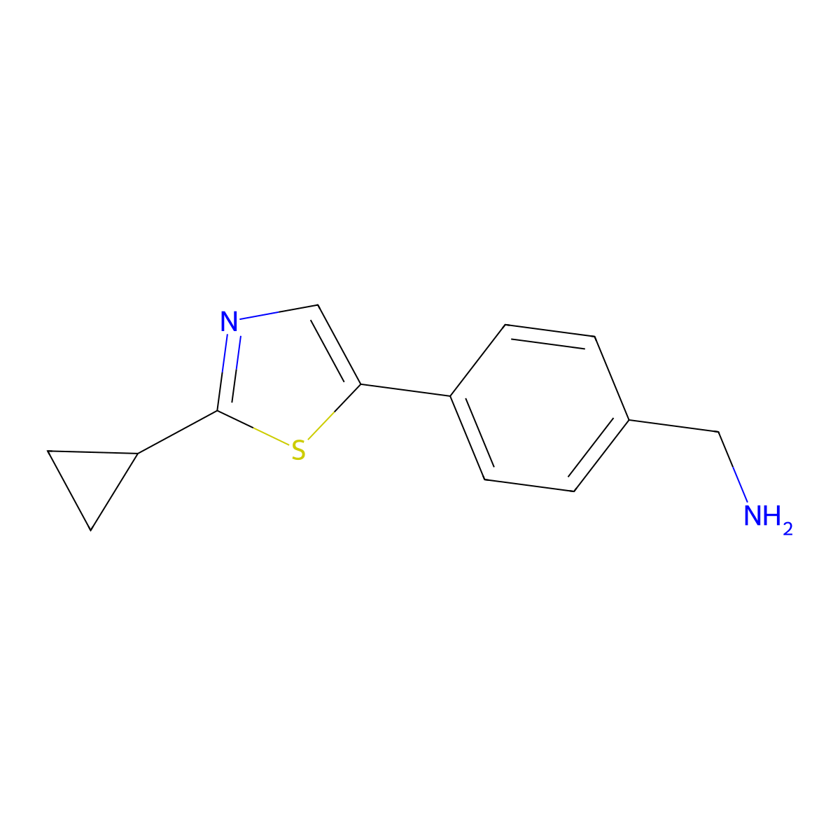 (4-(2-Cyclopropylthiazol-5-yl)phenyl)methanamine molecular structure, CAS 2023514-87-4