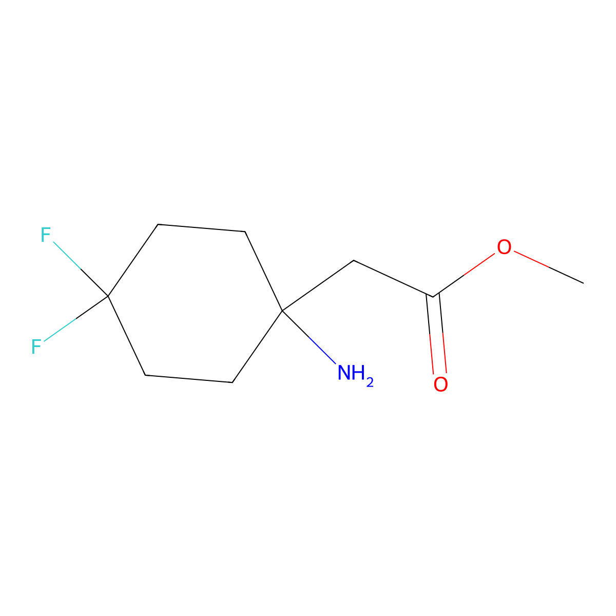Methyl 2-(1-amino-4,4-difluorocyclohexyl)acetate molecular structure, CAS 2023518-77-4
