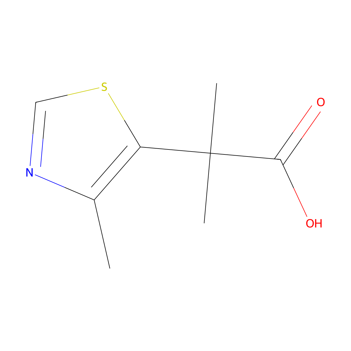 2-Methyl-2-(4-methyl-1,3-thiazol-5-yl)propanoic acid molecular structure, CAS 2023684-74-2