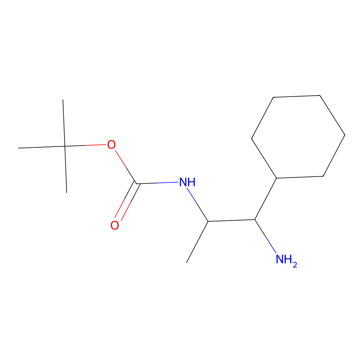 tert-butyl N-(1-amino-1-cyclohexylpropan-2-yl)carbamate molecular structure, CAS 2023743-46-4