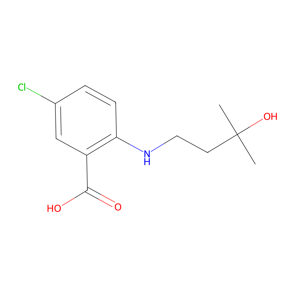 5-Chloro-2-[(3-hydroxy-3-methylbutyl)amino]benzoic acid molecular structure, CAS 2023761-43-3