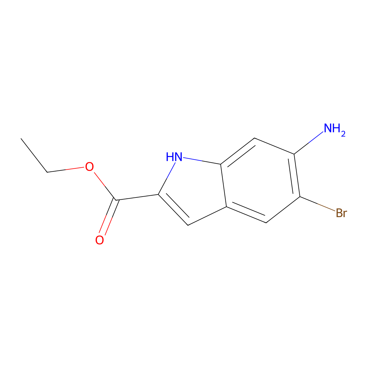 Ethyl 6-amino-5-bromo-1H-indole-2-carboxylate molecular structure, CAS 2023778-56-3