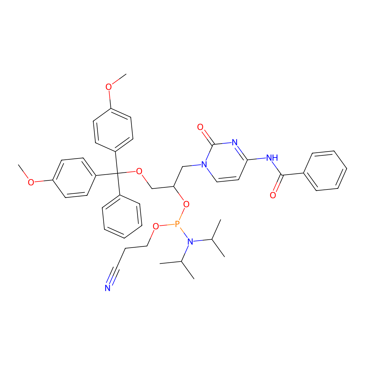 (R)-GNA-C(Bz)-phosphoramidite molecular structure, CAS 2023779-58-8