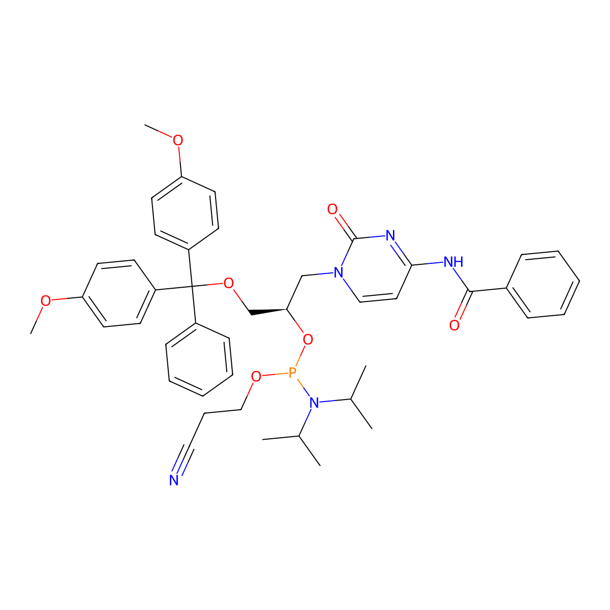 (R)-GNA-C(Bz)-phosphoramidite molecular structure, CAS 2023779-58-8