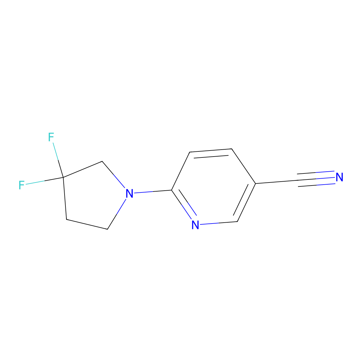 6-(3,3-Difluoropyrrolidin-1-yl)nicotinonitrile molecular structure, CAS 2023794-80-9