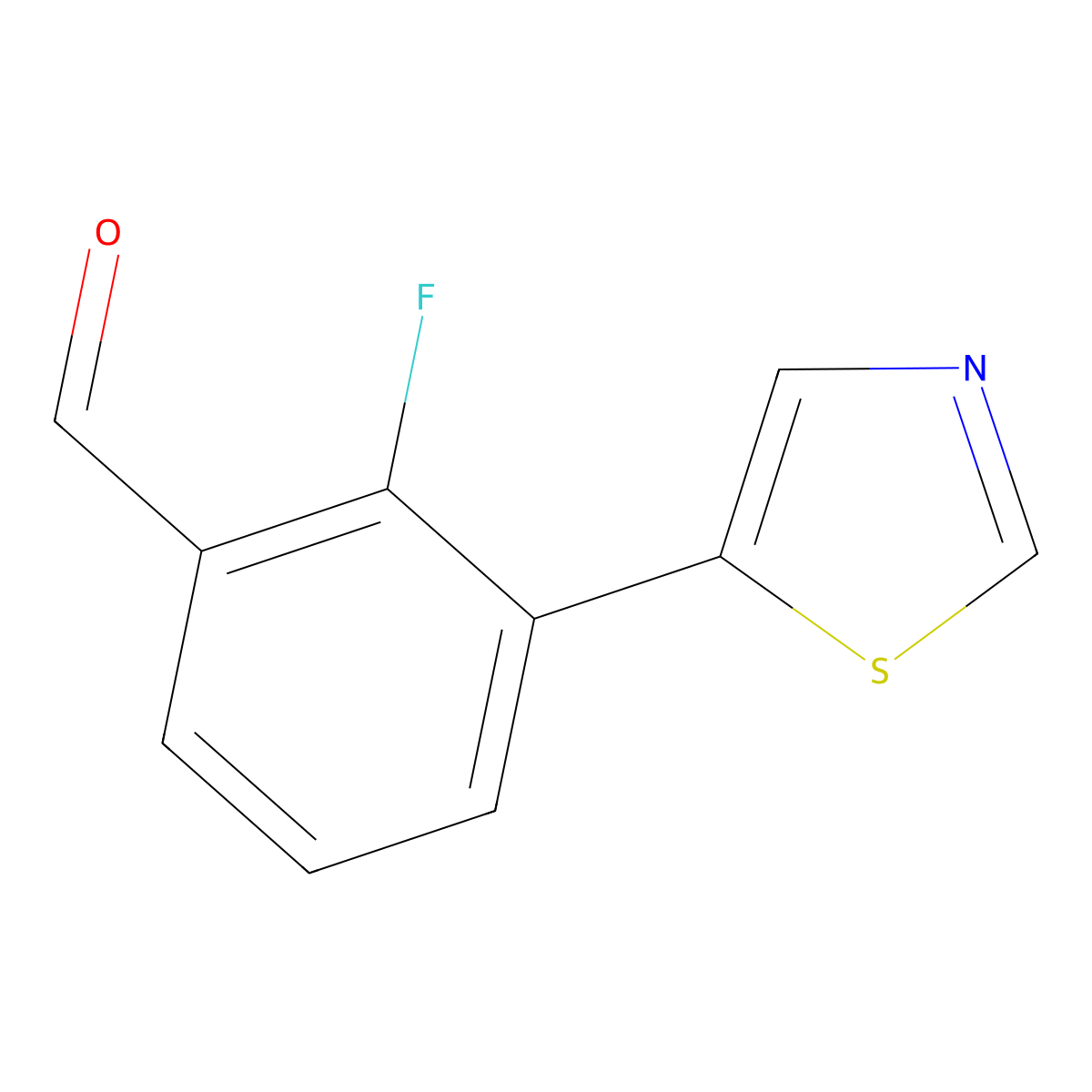 2-Fluoro-3-(1,3-thiazol-5-yl)benzaldehyde molecular structure, CAS 2023809-34-7