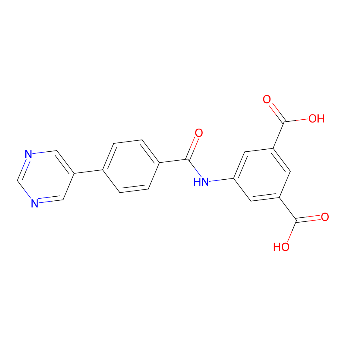 5-[[4-(5-Pyrimidinyl)benzoyl]amino]-1,3-benzenedicarboxylic acid molecular structure, CAS 2023822-81-1