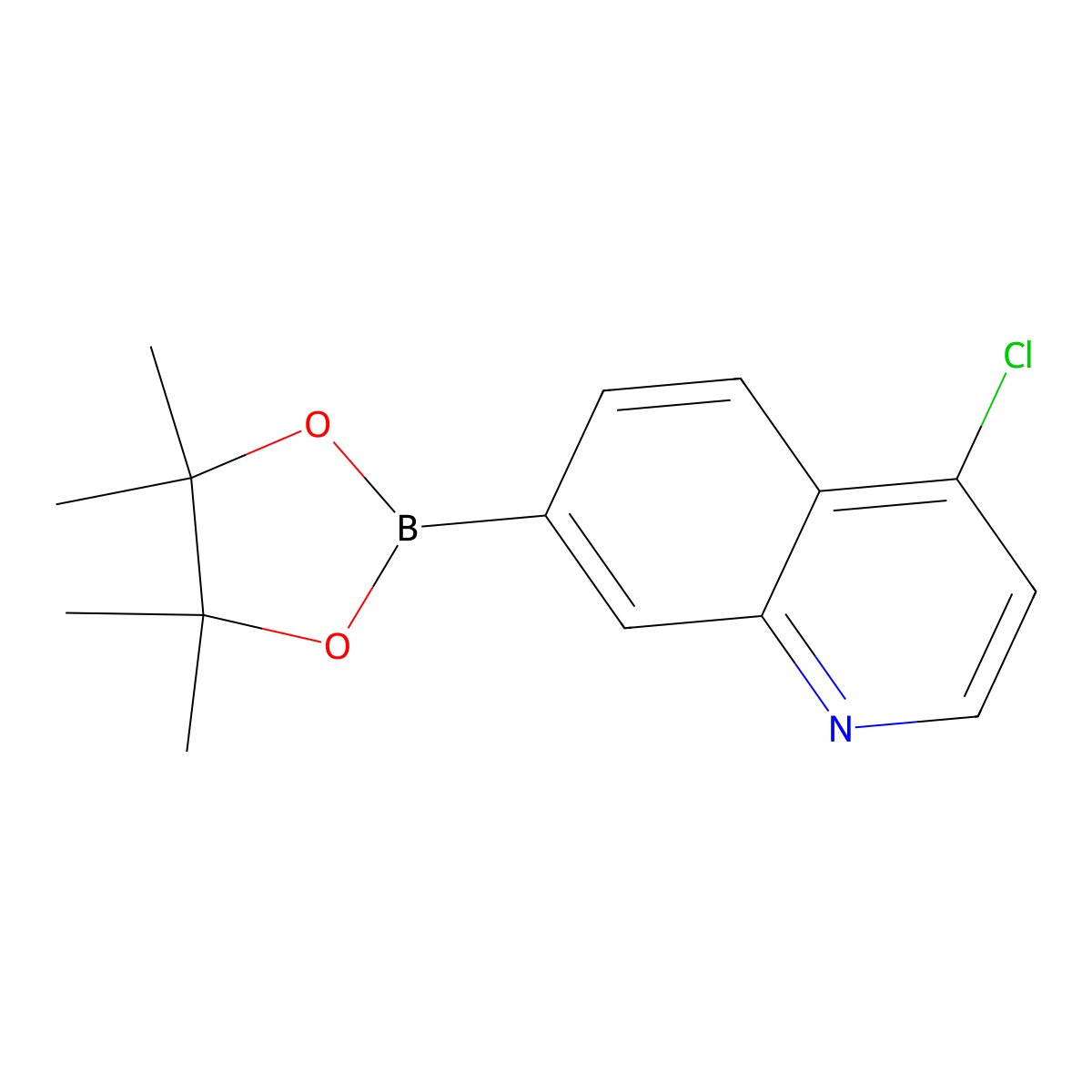 4-Chloro-7-(4,4,5,5-tetramethyl-1,3,2-dioxaborolan-2-YL)quinoline molecular structure, CAS 2023826-75-5