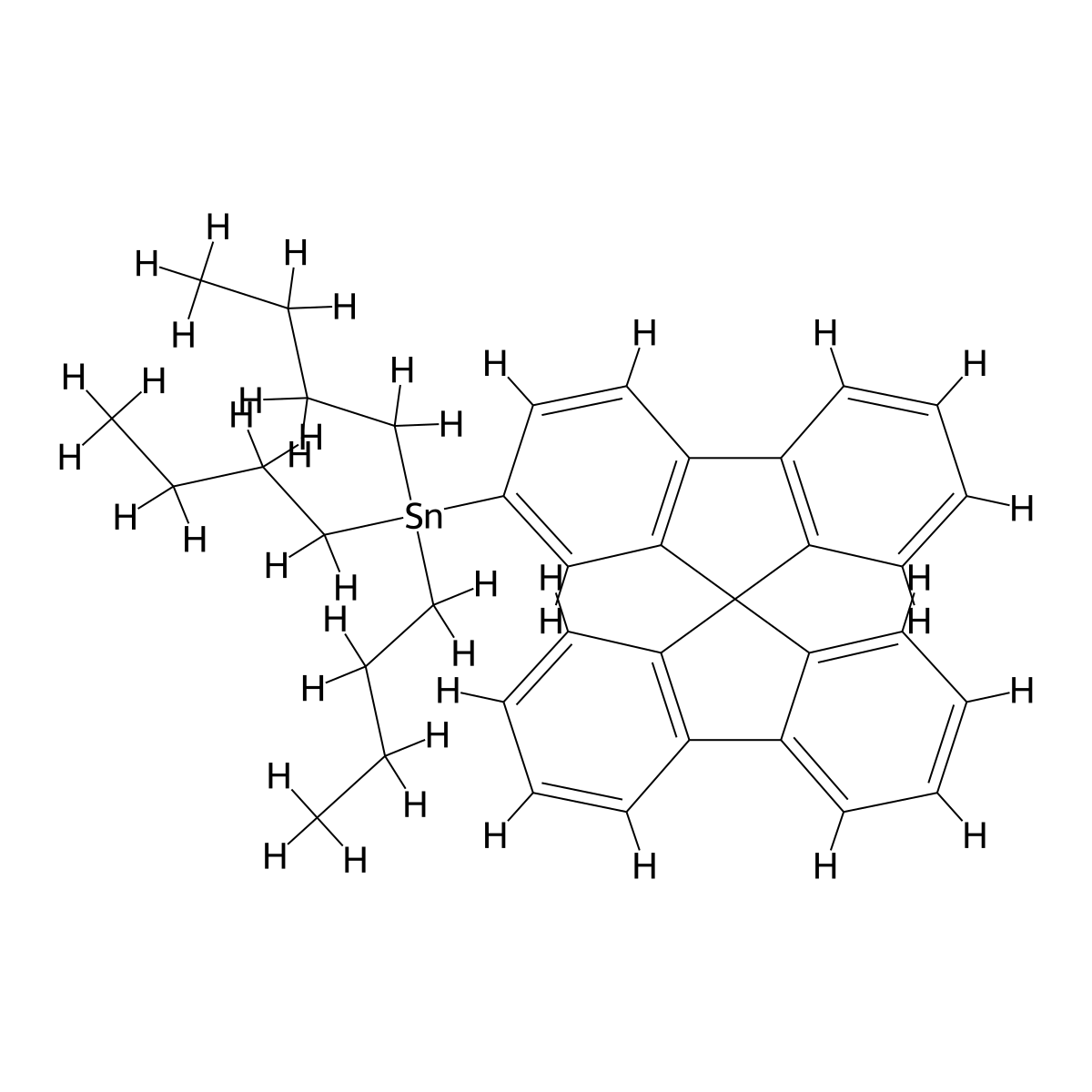 9,9'-Spirobi[fluoren]-2-yltributylstannane molecular structure, CAS 2023839-51-0
