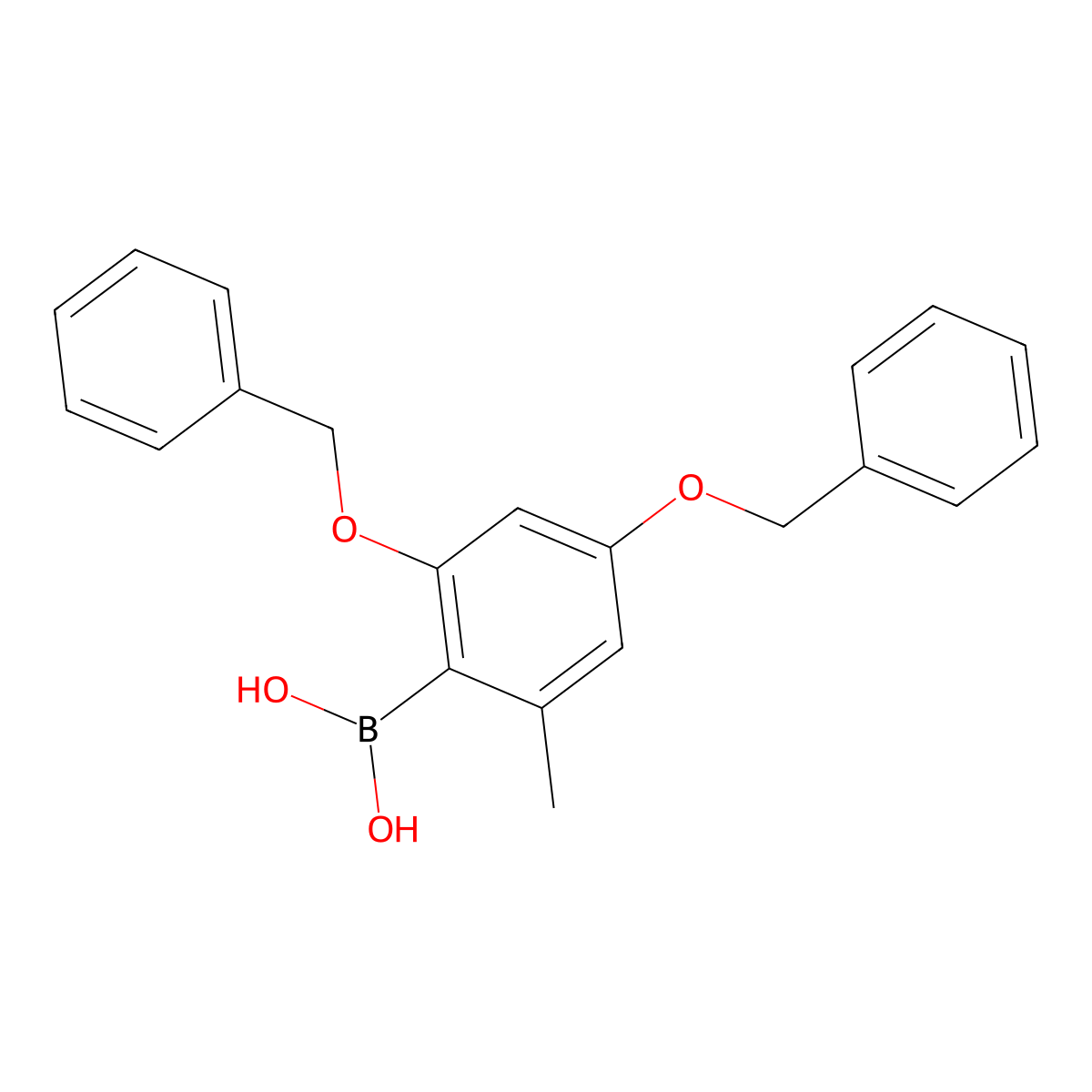 Boronic acid, [2-methyl-4,6-bis(phenylmethoxy)phenyl]- molecular structure, CAS 202390-74-7