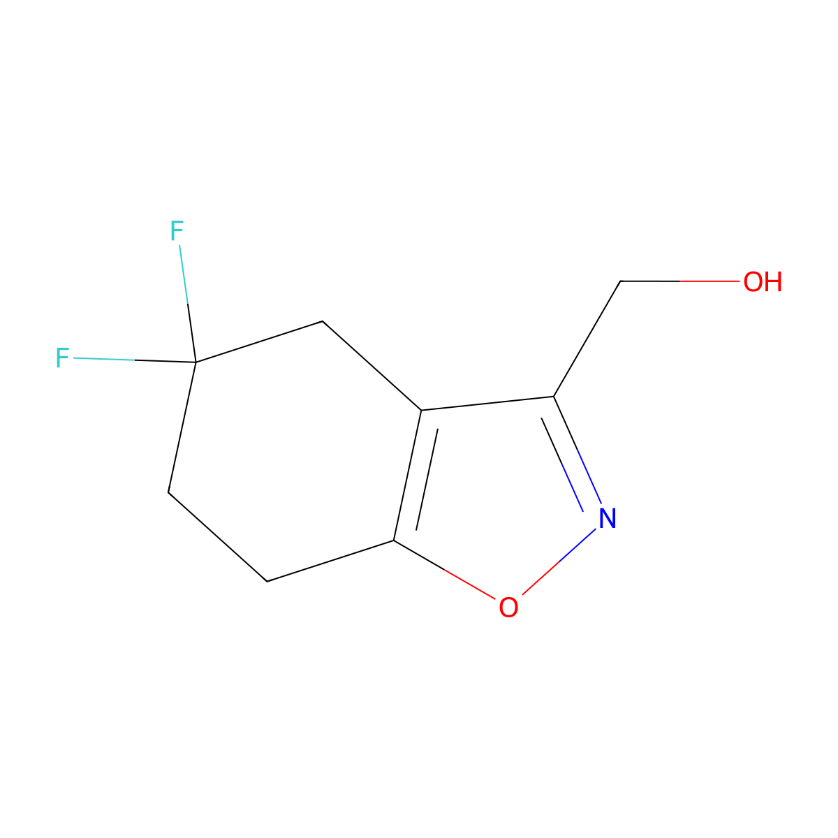 (5,5-Difluoro-4,5,6,7-tetrahydro-1,2-benzoxazol-3-yl)methanol molecular structure, CAS 2023942-26-7
