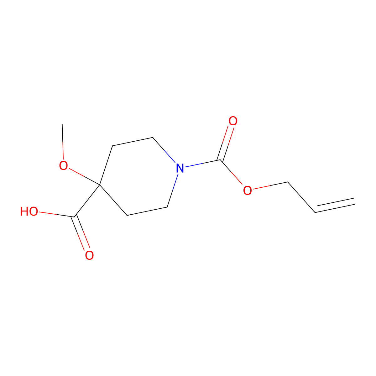 4-Methoxy-1-[(prop-2-en-1-yloxy)carbonyl]piperidine-4-carboxylic acid molecular structure, CAS 2023951-29-1