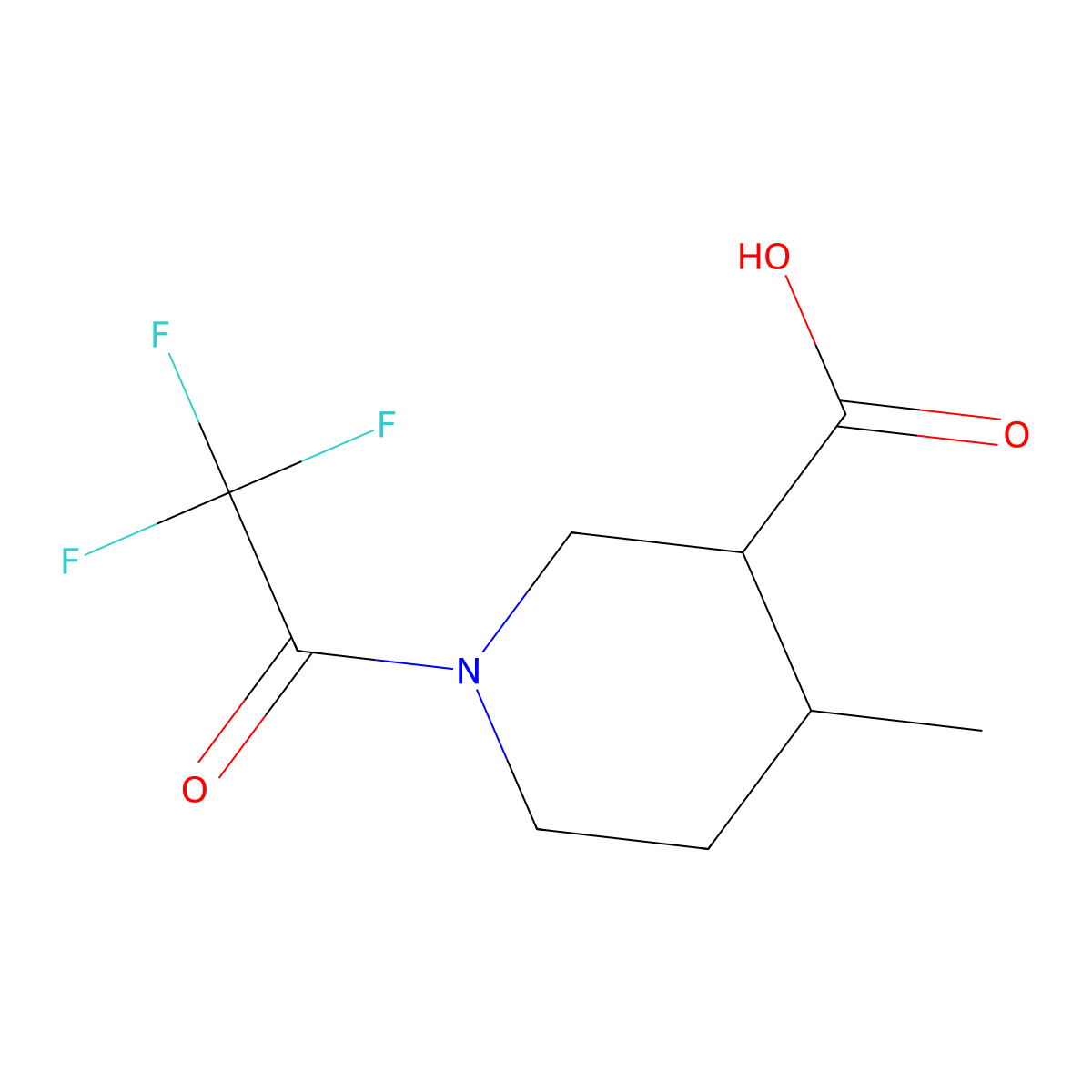 4-Methyl-1-(trifluoroacetyl)piperidine-3-carboxylic acid molecular structure, CAS 2023976-35-2