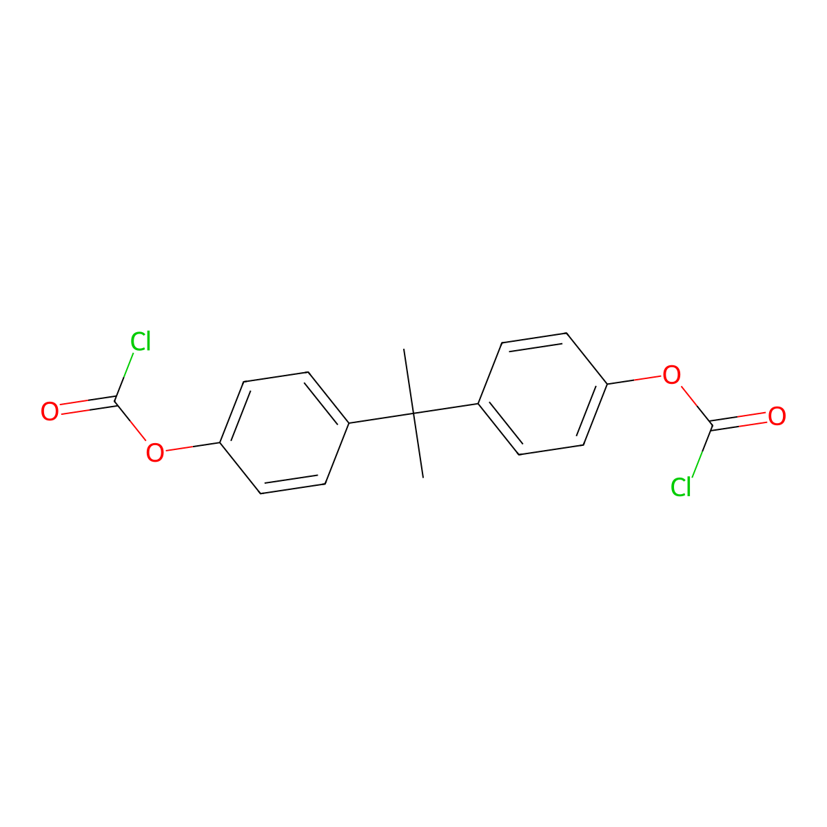 Bisphenol A dichloroformate molecular structure, CAS 2024-88-6
