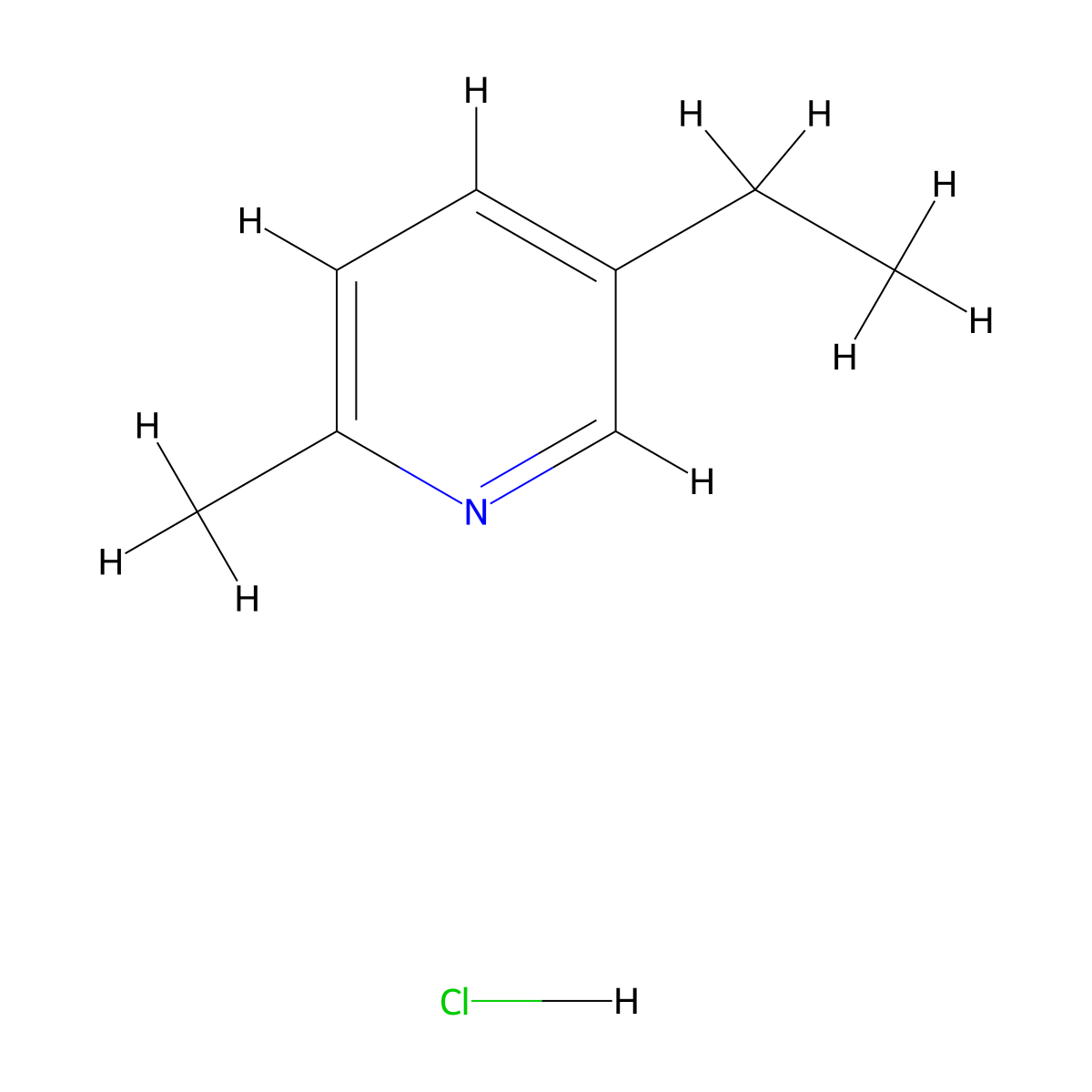 Pyridine, 5-ethyl-2-methyl-, hydrochloride (1:1) molecular structure, CAS 2024-89-7