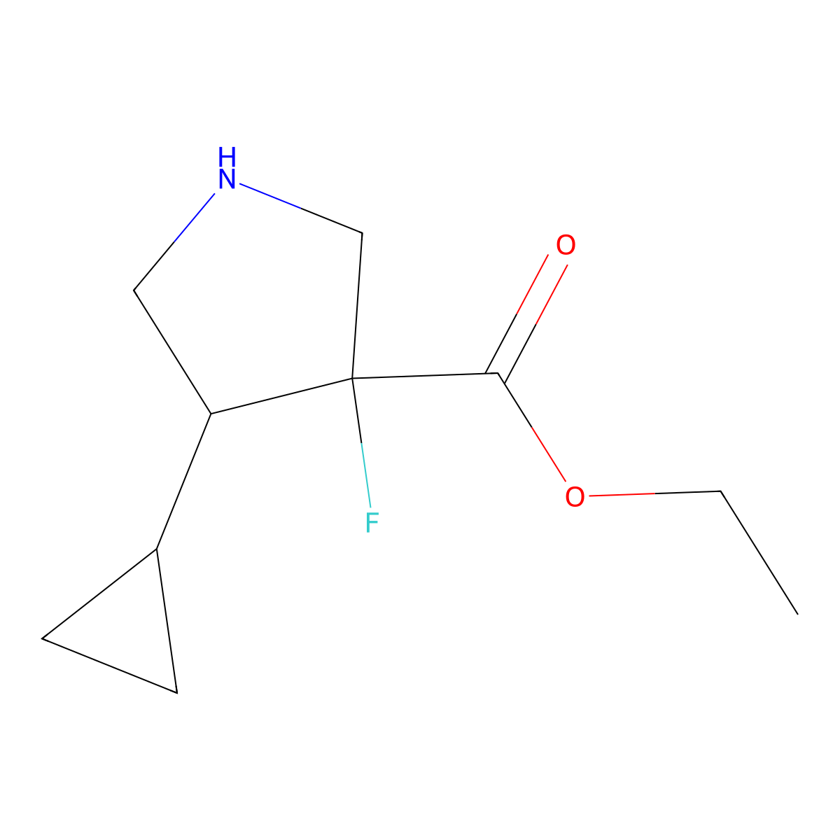Ethyl 4-cyclopropyl-3-fluoropyrrolidine-3-carboxylate molecular structure, CAS 2024015-05-0