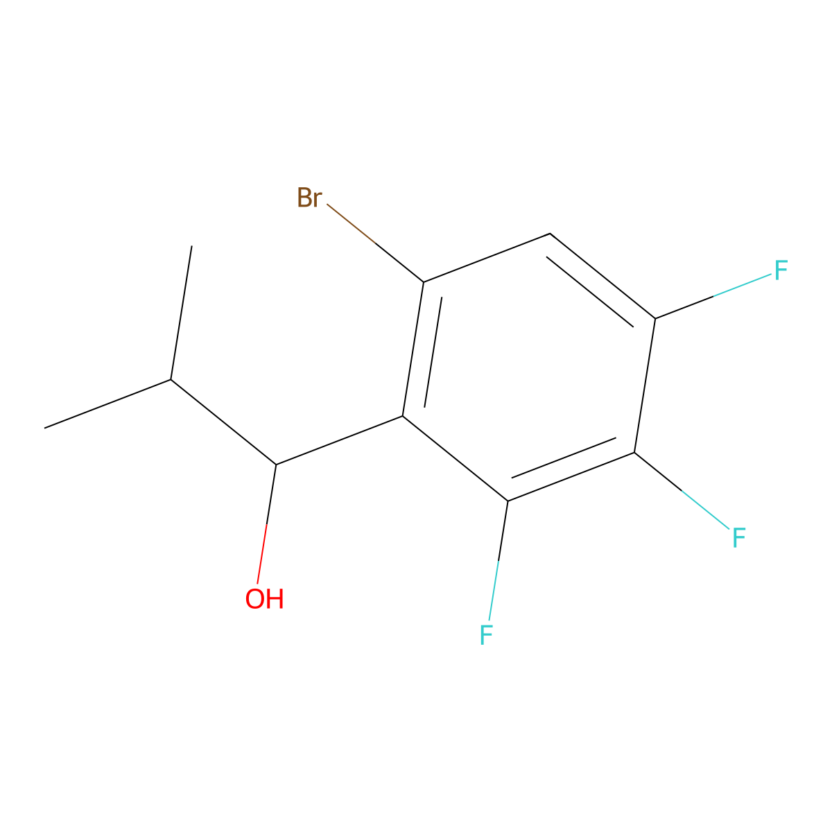 1-(6-Bromo-2,3,4-trifluorophenyl)-2-methylpropan-1-ol molecular structure, CAS 2024042-21-3