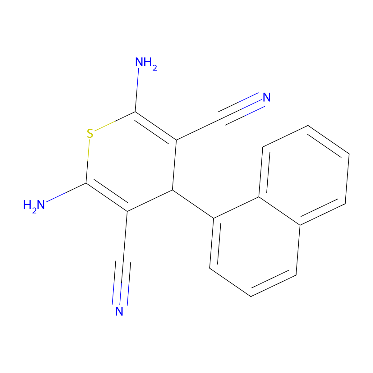 2,6-diamino-4-(naphthalen-1-yl)-4H-thiopyran-3,5-dicarbonitrile molecular structure, CAS 202405-53-6