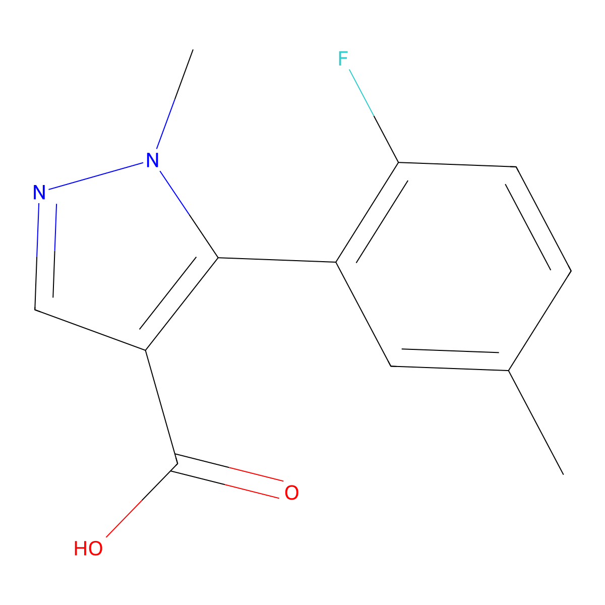 5-(2-fluoro-5-methylphenyl)-1-methyl-1H-pyrazole-4-carboxylic acid molecular structure, CAS 2024072-82-8