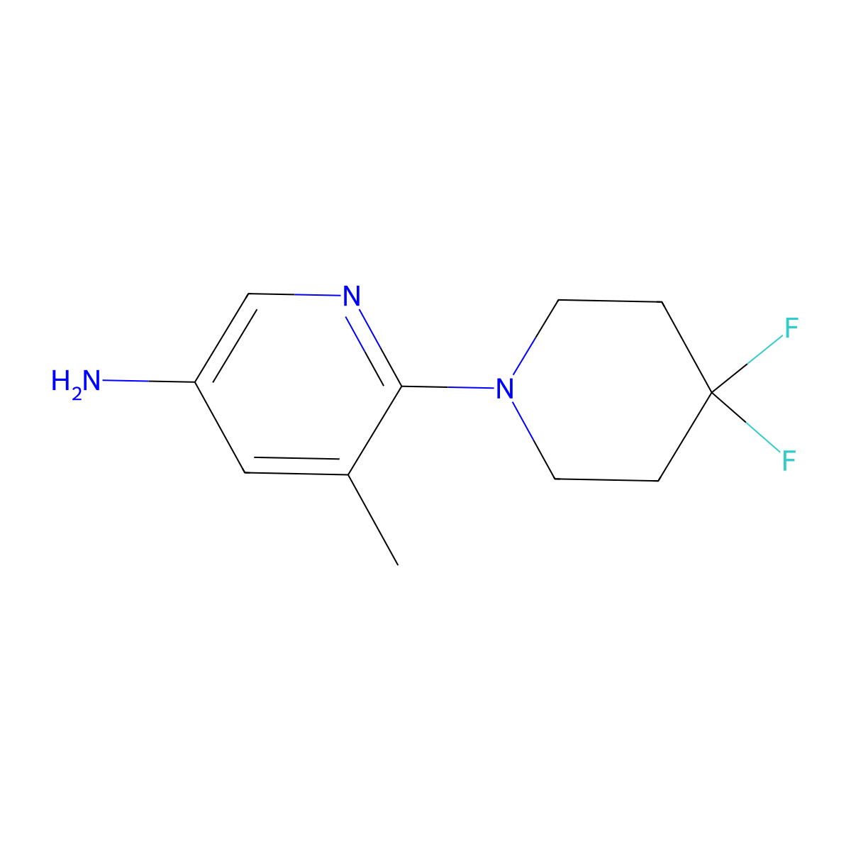 6-(4,4-Difluoropiperidin-1-yl)-5-methylpyridin-3-amine molecular structure, CAS 2024084-52-2