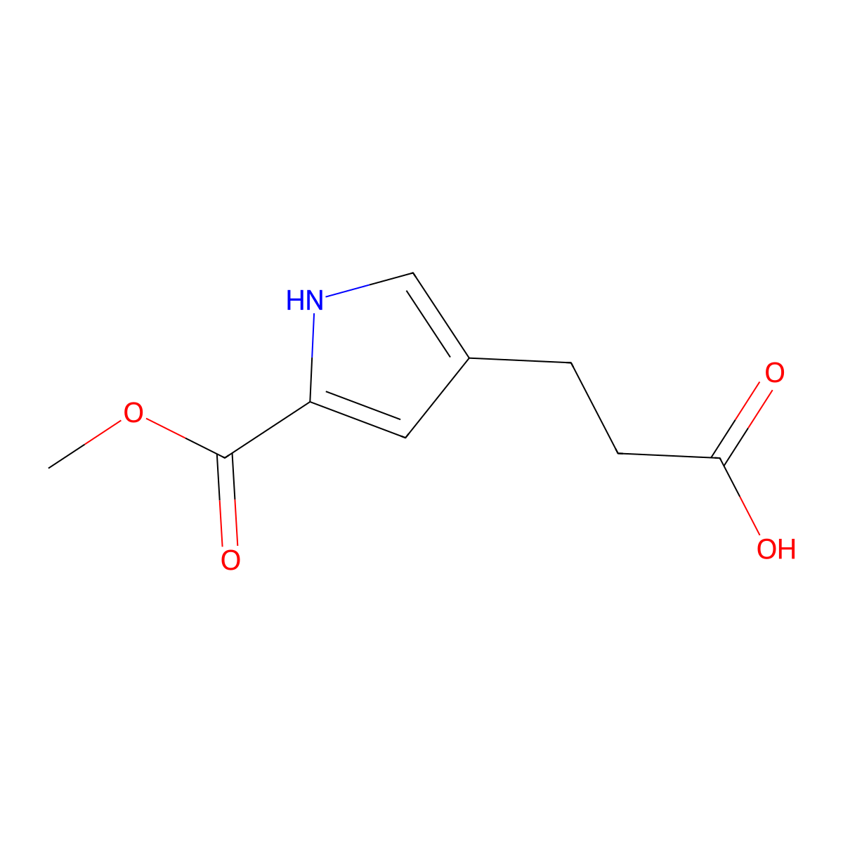 3-(5-(methoxycarbonyl)-1H-pyrrol-3-yl)propanoic acid molecular structure, CAS 202409-05-0