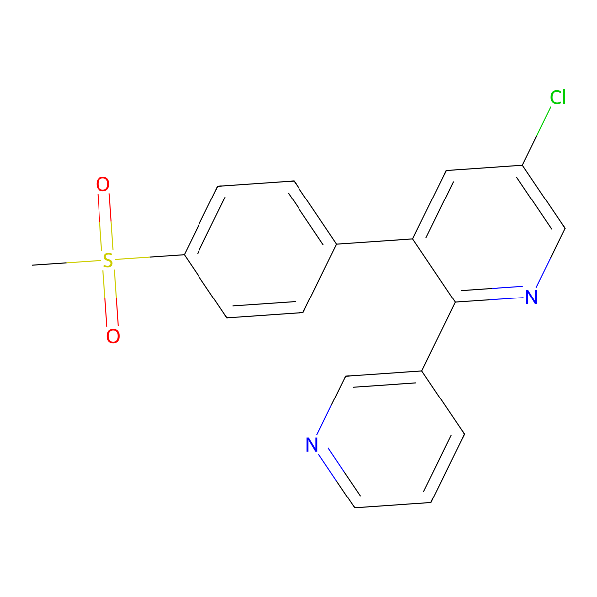 5-Chloro-3-(4-(methylsulfonyl)phenyl)-2,3'-bipyridine molecular structure, CAS 202409-31-2