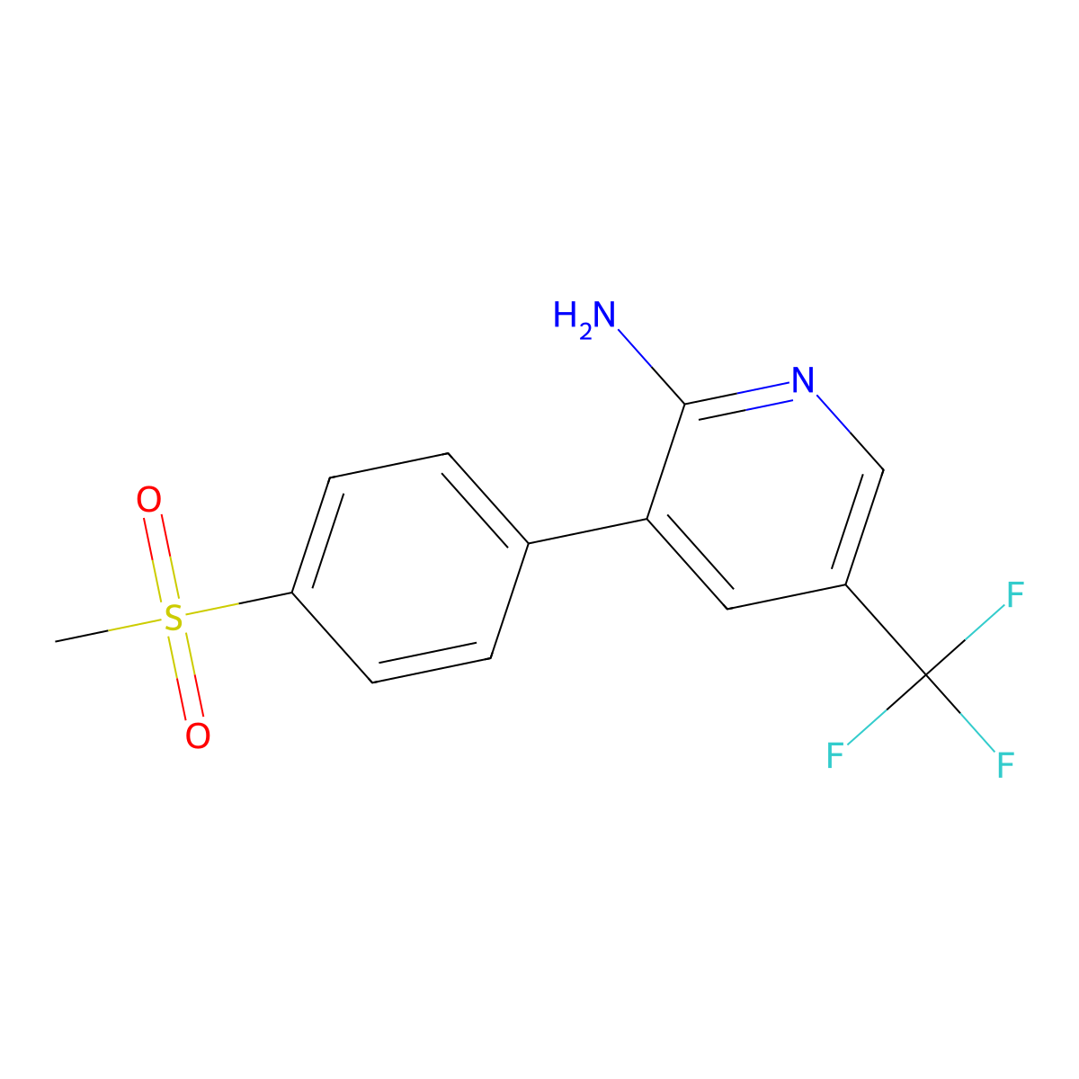 3-(4-Methanesulfonylphenyl)-5-(trifluoromethyl)pyridin-2-amine molecular structure, CAS 202409-74-3