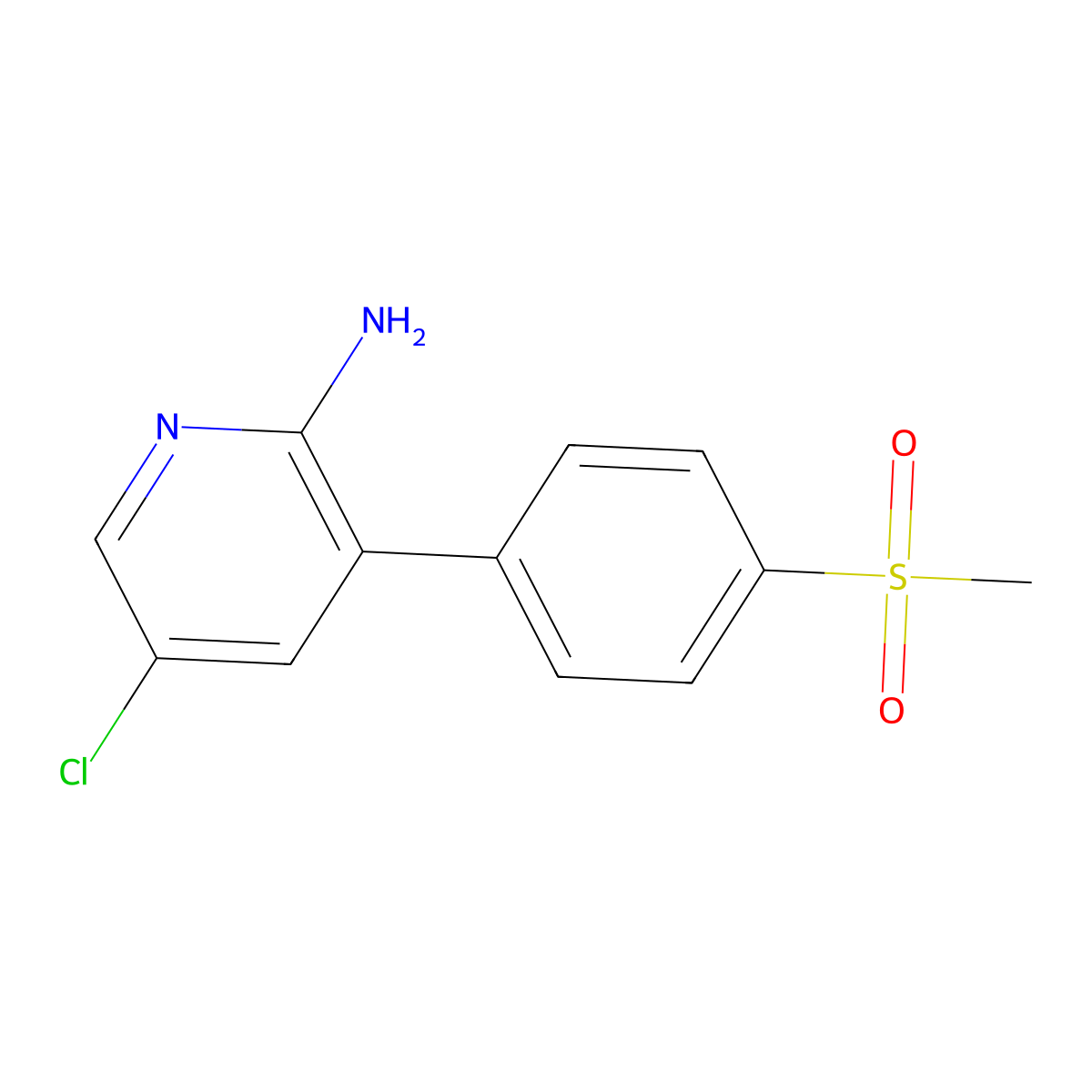 5-Chloro-3-(4-(methylsulfonyl)phenyl)pyridin-2-amine molecular structure, CAS 202409-80-1