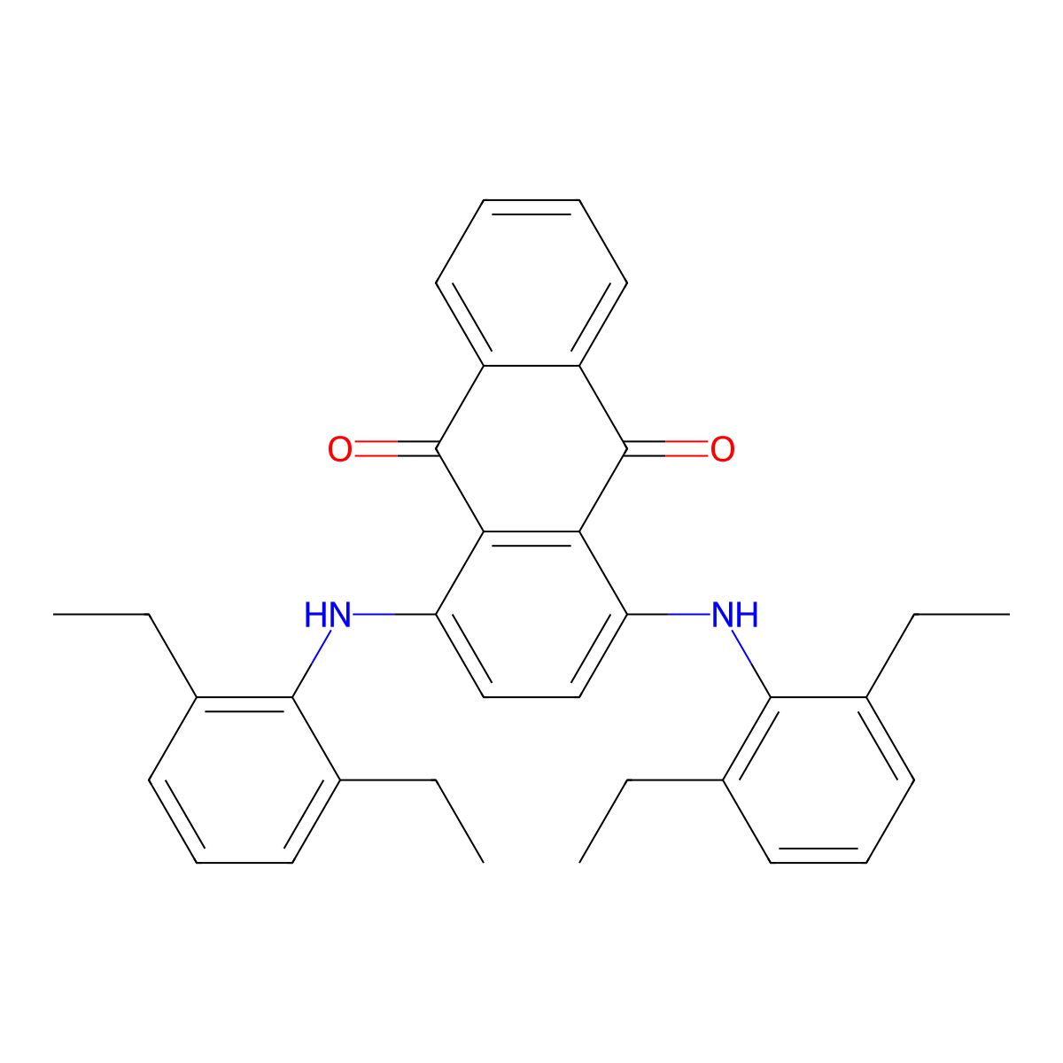 1,4-Bis(2,6-diethylanilino)anthracene-9,10-dione molecular structure, CAS 20241-74-1