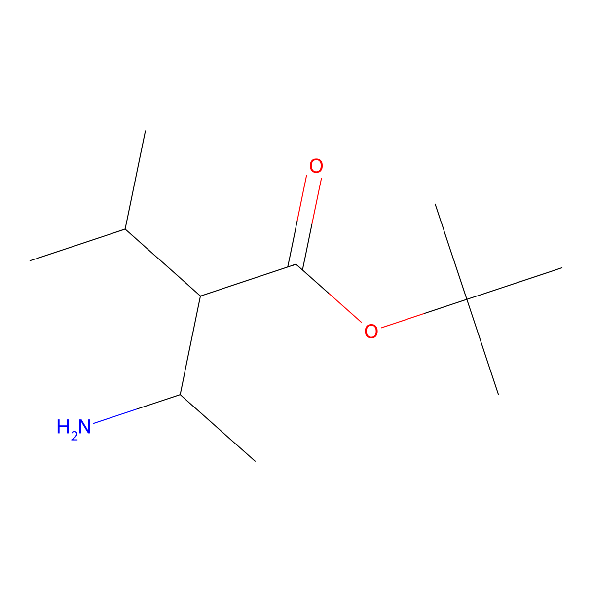 Tert-butyl 3-amino-2-(propan-2-yl)butanoate molecular structure, CAS 2024206-71-9