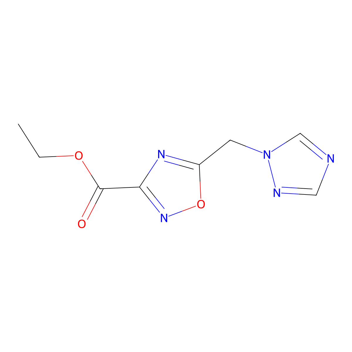 Ethyl 5-((1H-1,2,4-triazol-1-YL)methyl)-1,2,4-oxadiazole-3-carboxylate molecular structure, CAS 2024242-24-6