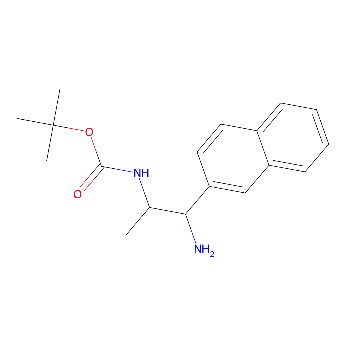 tert-butyl N-(1-amino-1-(naphthalen-2-yl)propan-2-yl)carbamate molecular structure, CAS 2024284-20-4