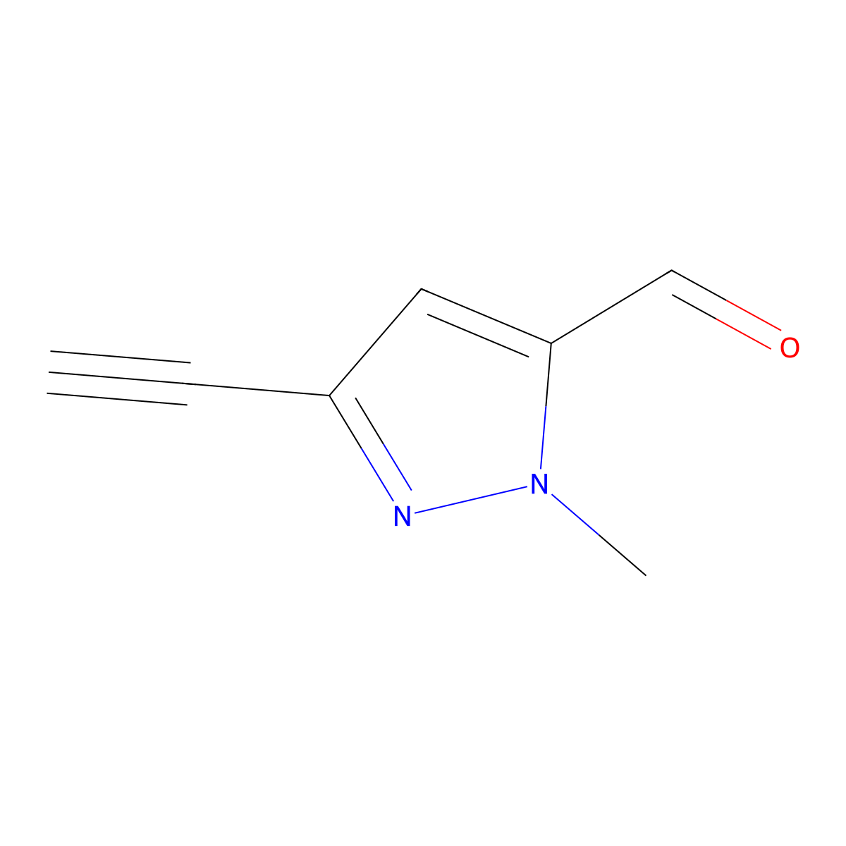3-ethynyl-1-methyl-1H-pyrazole-5-carbaldehyde molecular structure, CAS 2024291-74-3