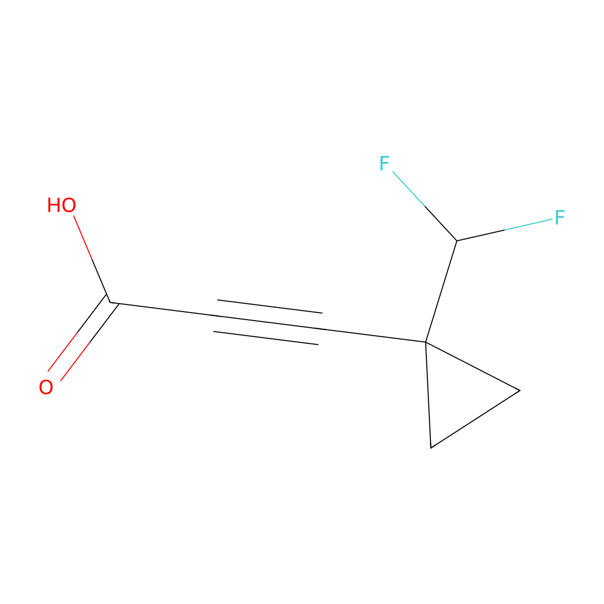 3-[1-(Difluoromethyl)cyclopropyl]prop-2-ynoic acid molecular structure, CAS 2024302-70-1