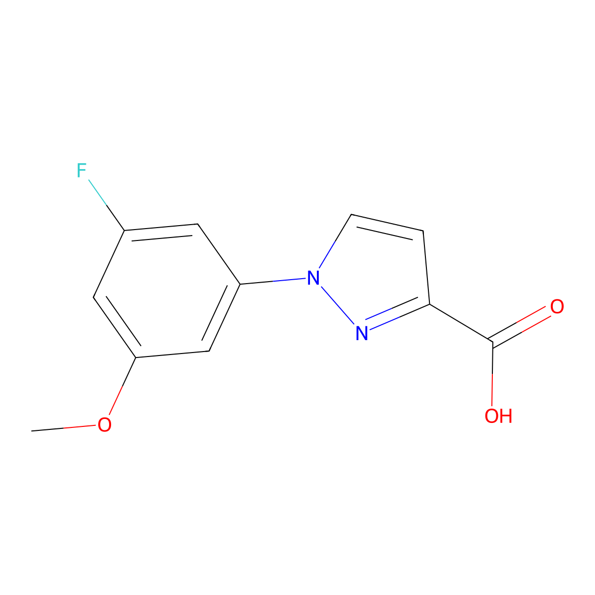 1-(3-fluoro-5-methoxyphenyl)-1H-pyrazole-3-carboxylic acid molecular structure, CAS 2024389-76-0