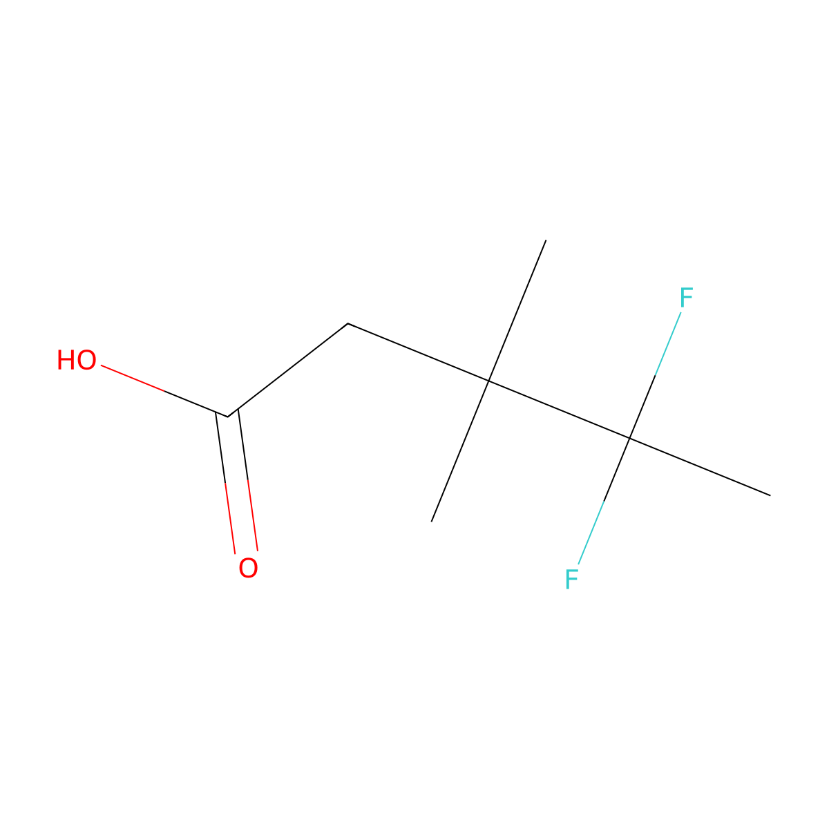 4,4-Difluoro-3,3-dimethylpentanoic acid molecular structure, CAS 2024430-38-2
