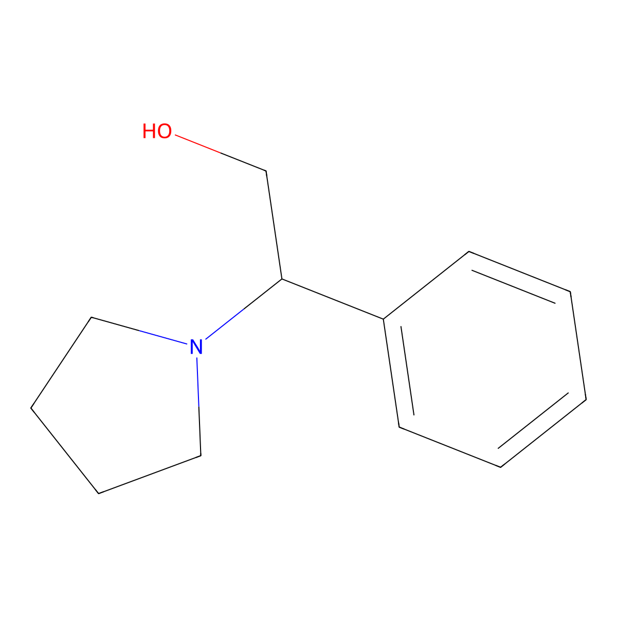 2-Phenyl-2-pyrrolidin-1-yl-ethanol molecular structure, CAS 20245-72-1