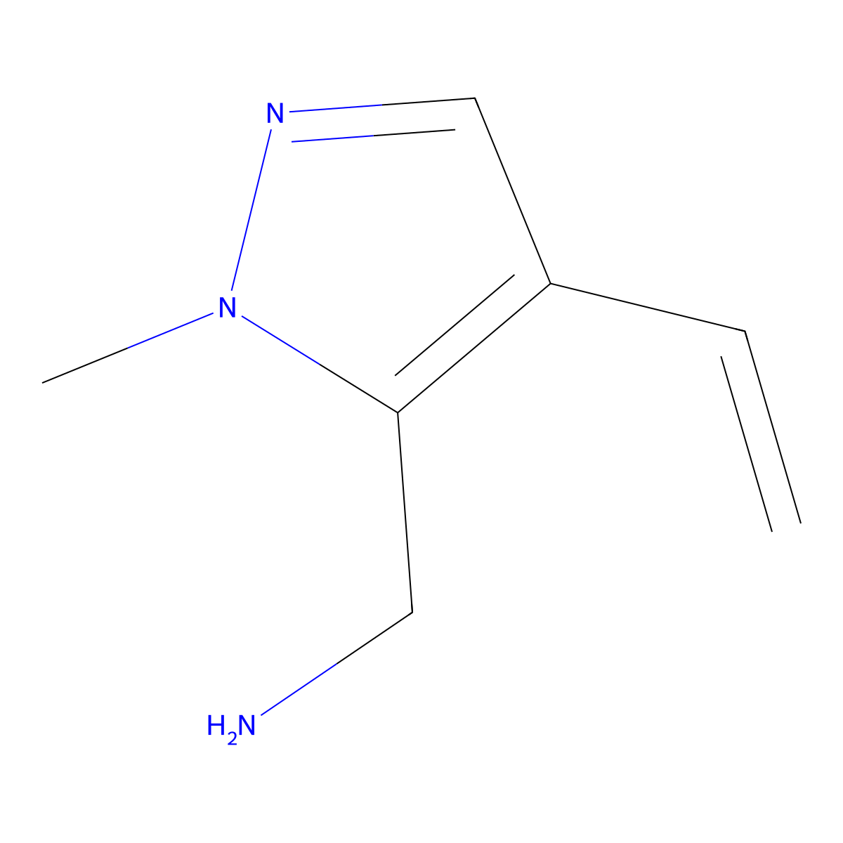 1-(4-ethenyl-1-methyl-1H-pyrazol-5-yl)methanamine molecular structure, CAS 2024502-42-7