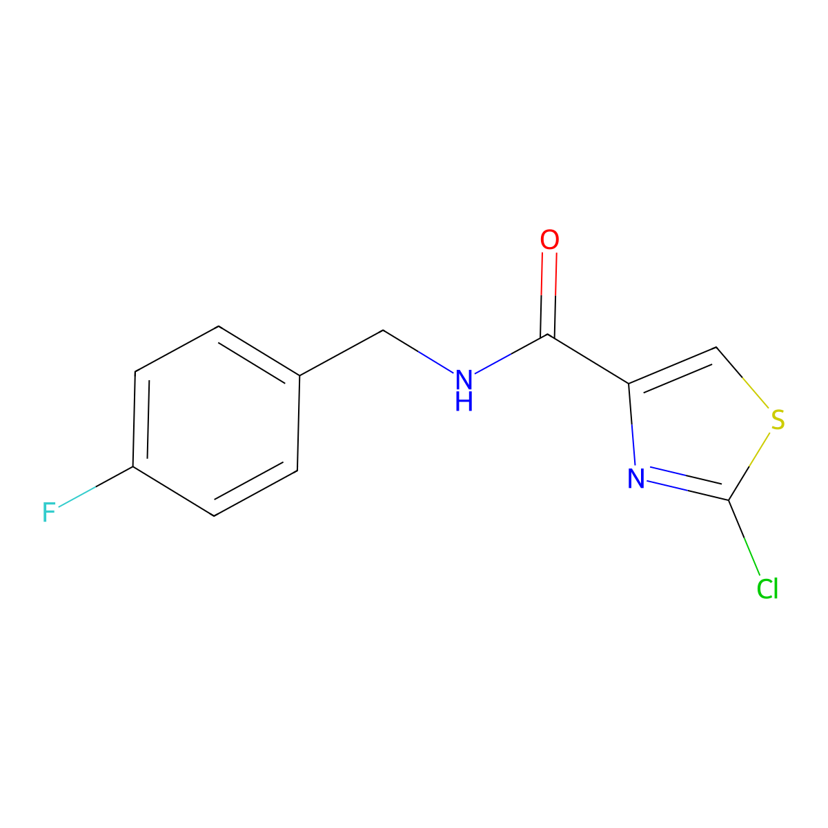 2-chloro-N-[(4-fluorophenyl)methyl]-1,3-thiazole-4-carboxamide molecular structure, CAS 2024538-65-4