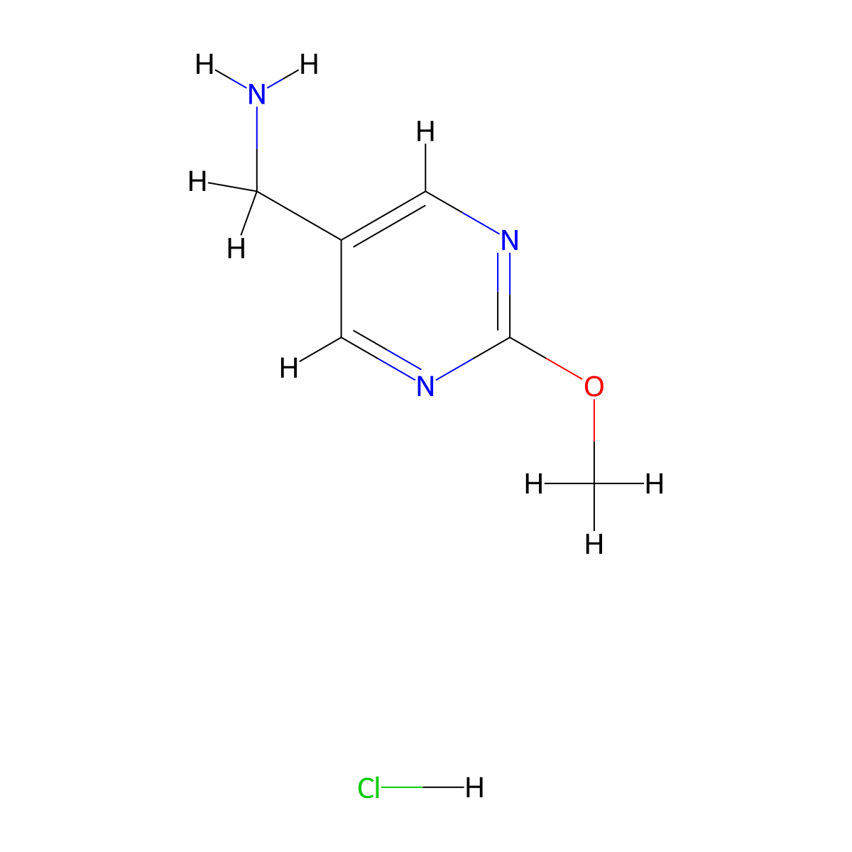(2-Methoxypyrimidin-5-yl)methanamine hydrochloride molecular structure, CAS 2024543-44-8