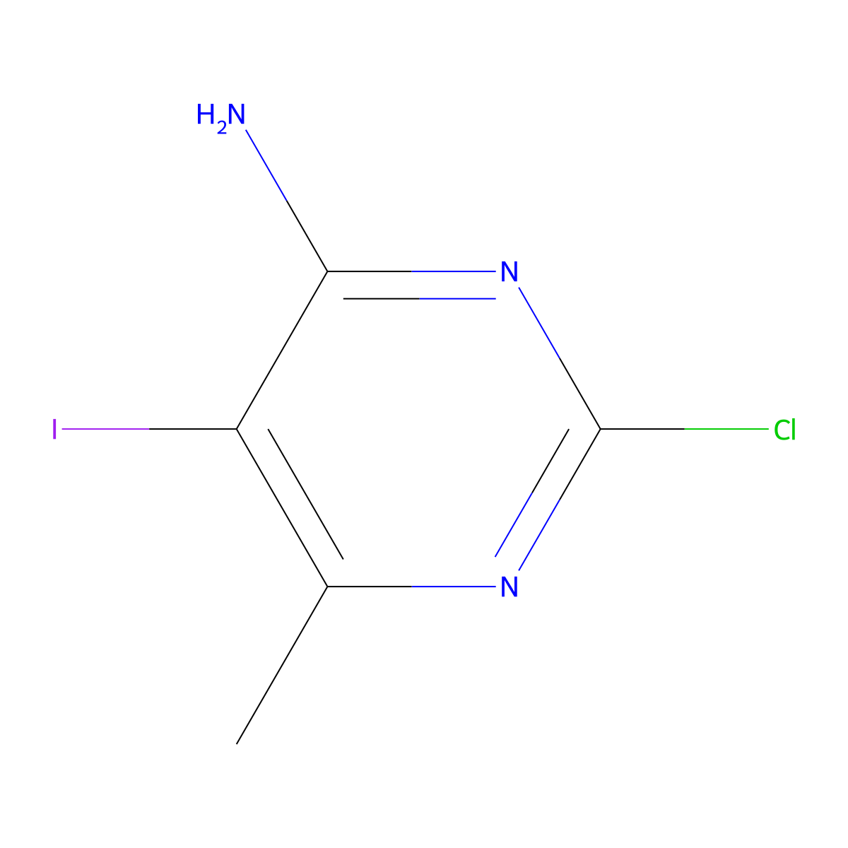 2-Chloro-5-iodo-6-methylpyrimidin-4-amine molecular structure, CAS 2024569-25-1