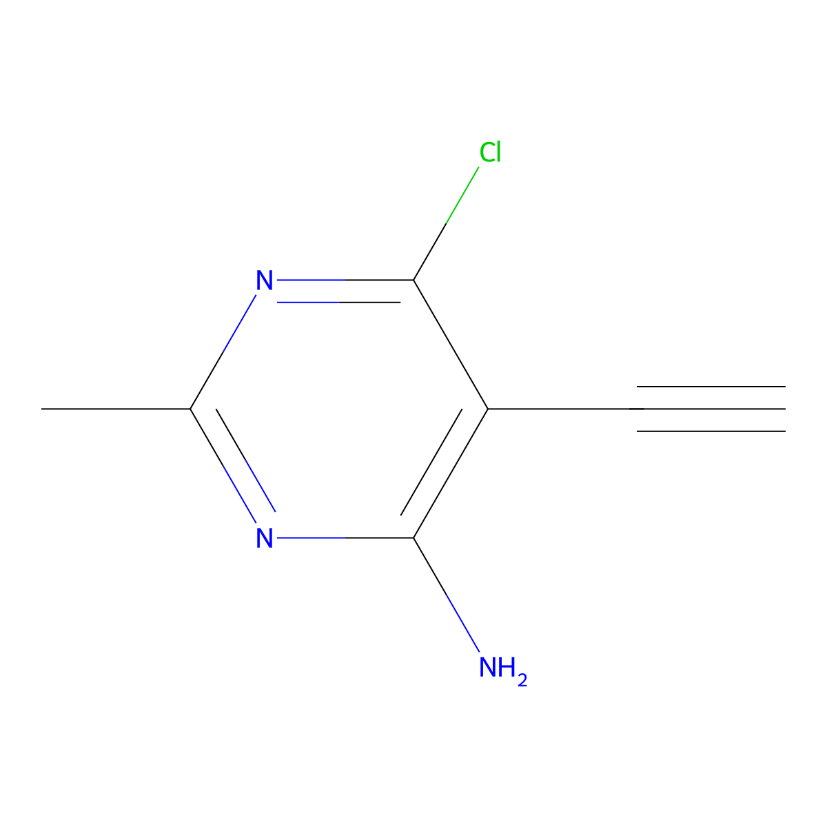 6-Chloro-5-ethynyl-2-methylpyrimidin-4-amine molecular structure, CAS 2024569-37-5