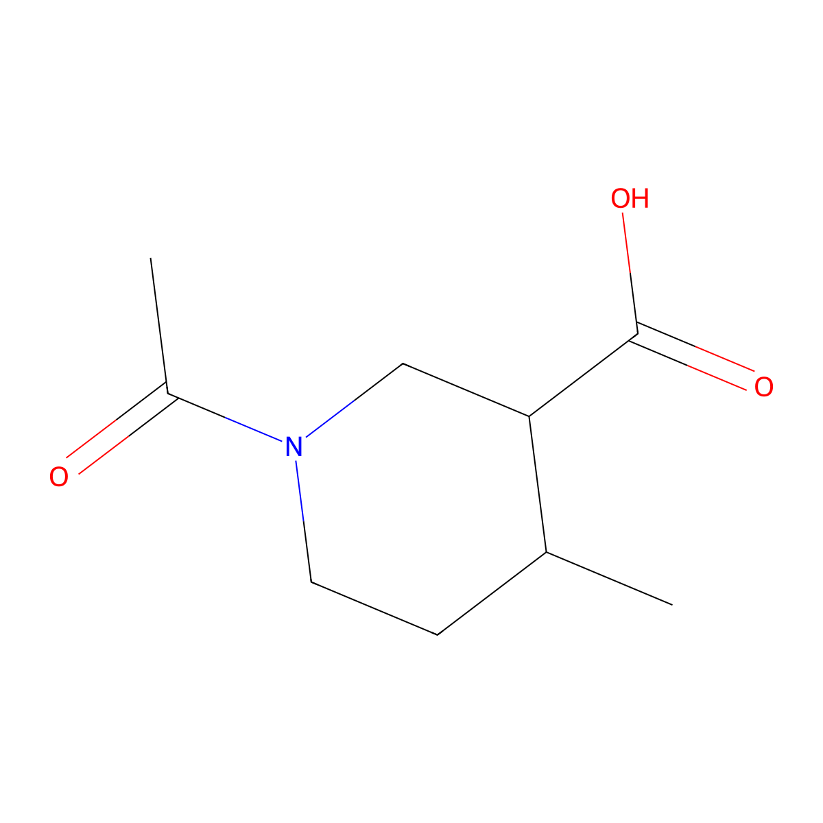 1-Acetyl-4-methylpiperidine-3-carboxylic acid molecular structure, CAS 2024577-42-0