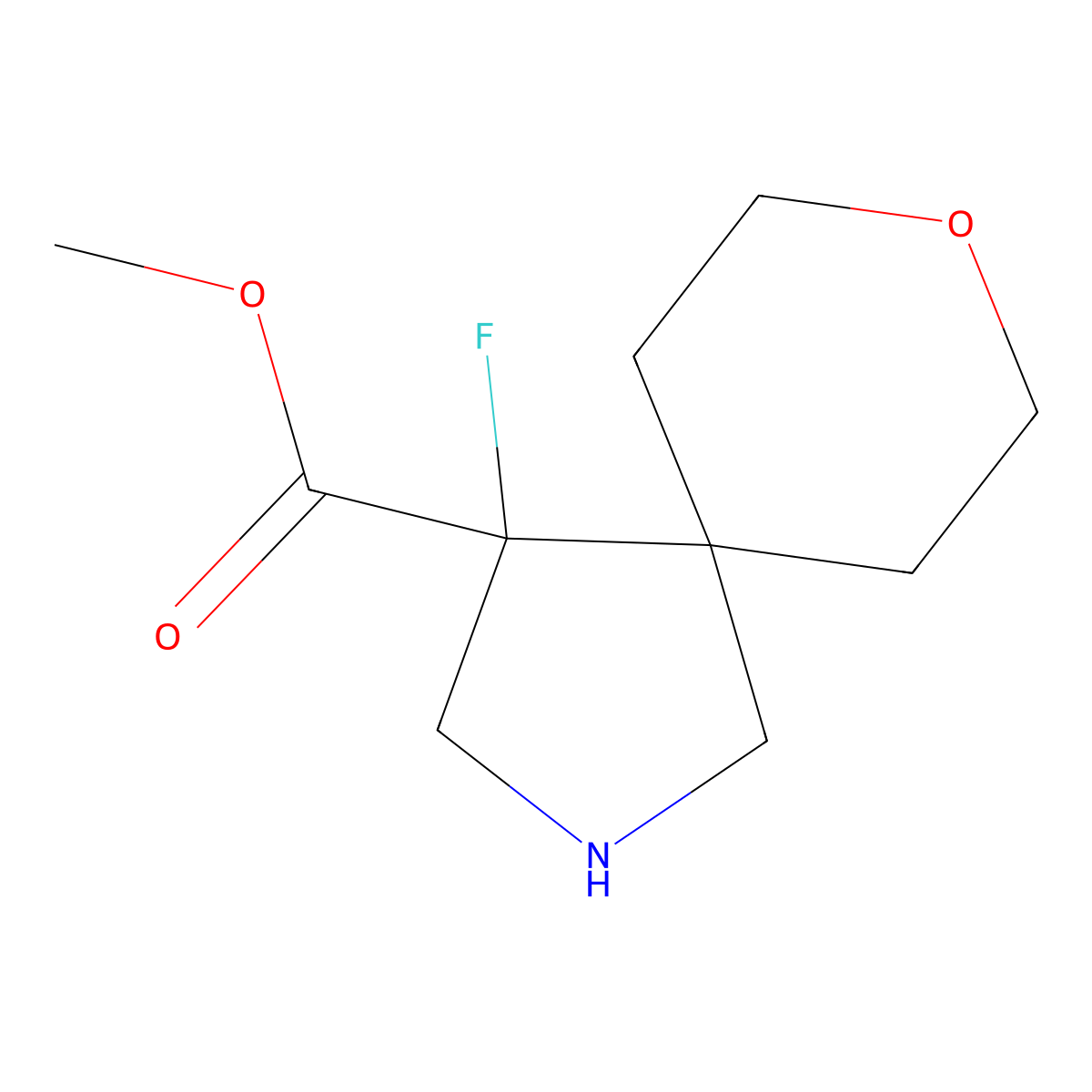 Methyl 4-fluoro-8-oxa-2-azaspiro[4.5]decane-4-carboxylate molecular structure, CAS 2024585-23-5